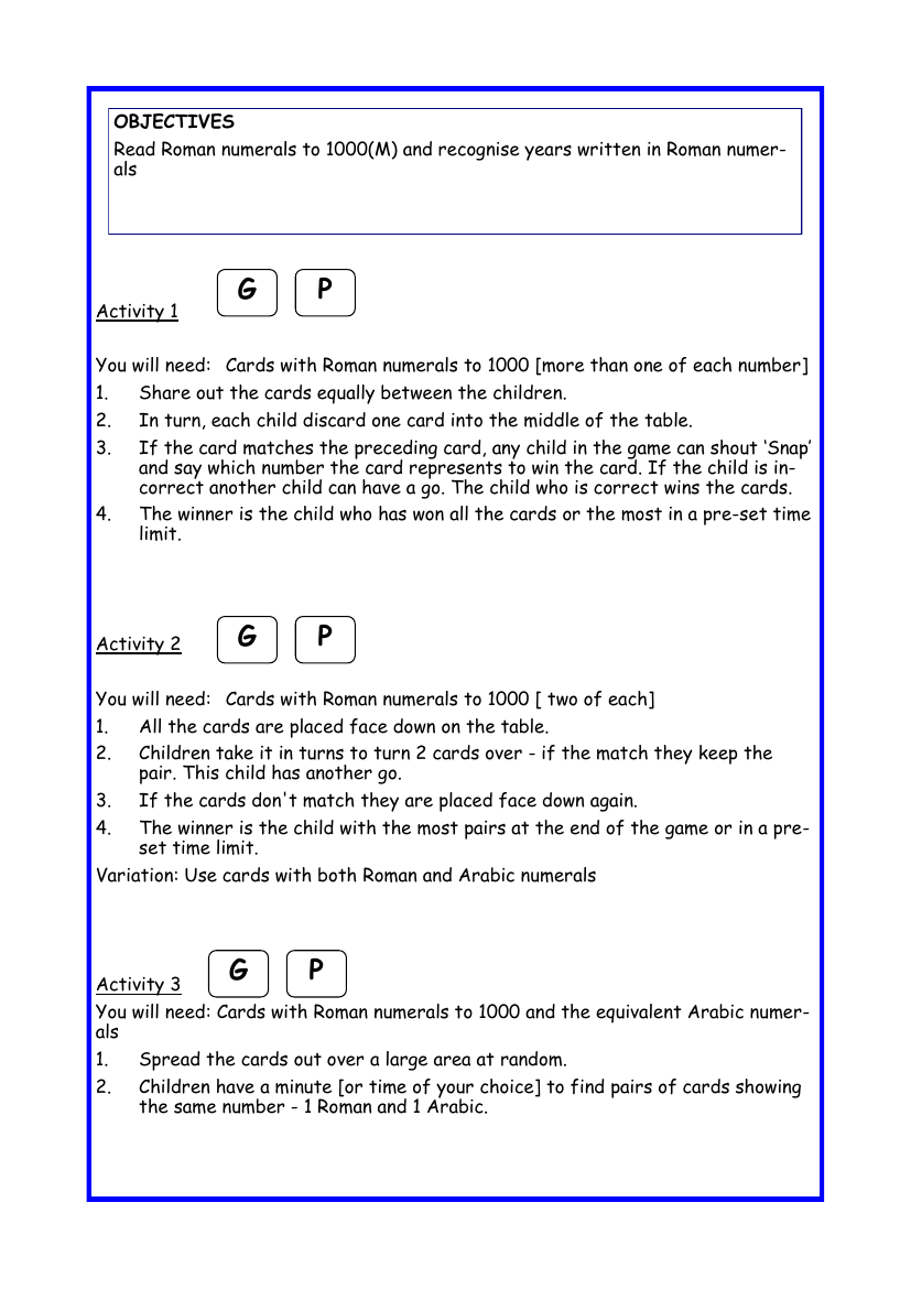 Roman numerals to 1000 worksheet