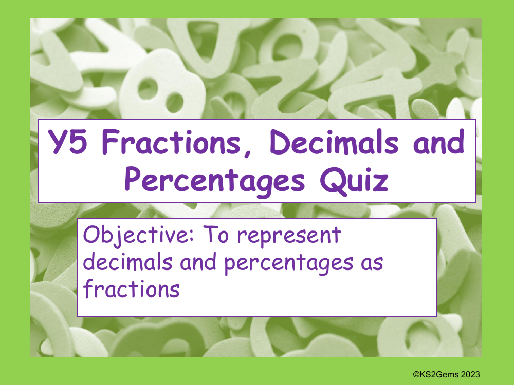 Fractions Decimals Percentages Quiz