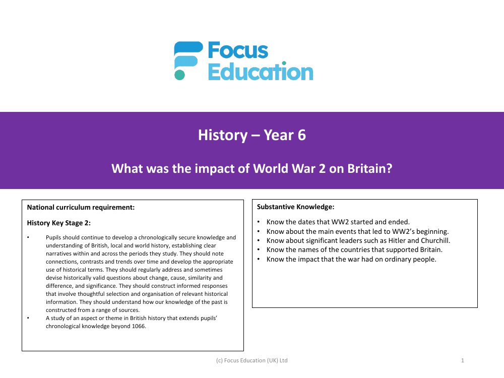Long-term overview - World War 2 - Year 6