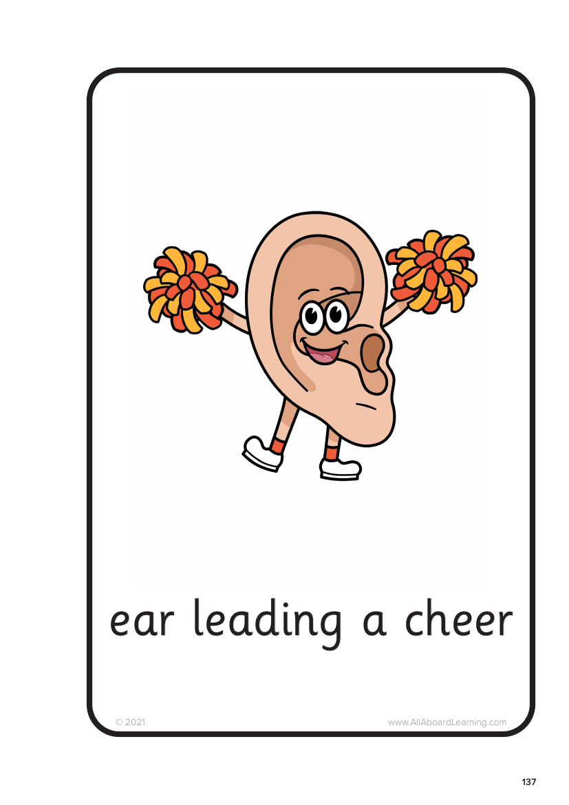 Week 7, lesson 1 "ear" grapheme cards -  Phonics Phase 3 - Resource