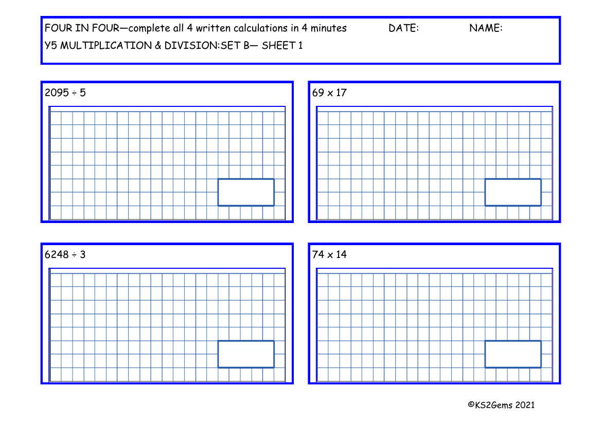 Four in Four Multiplication and Division Set B