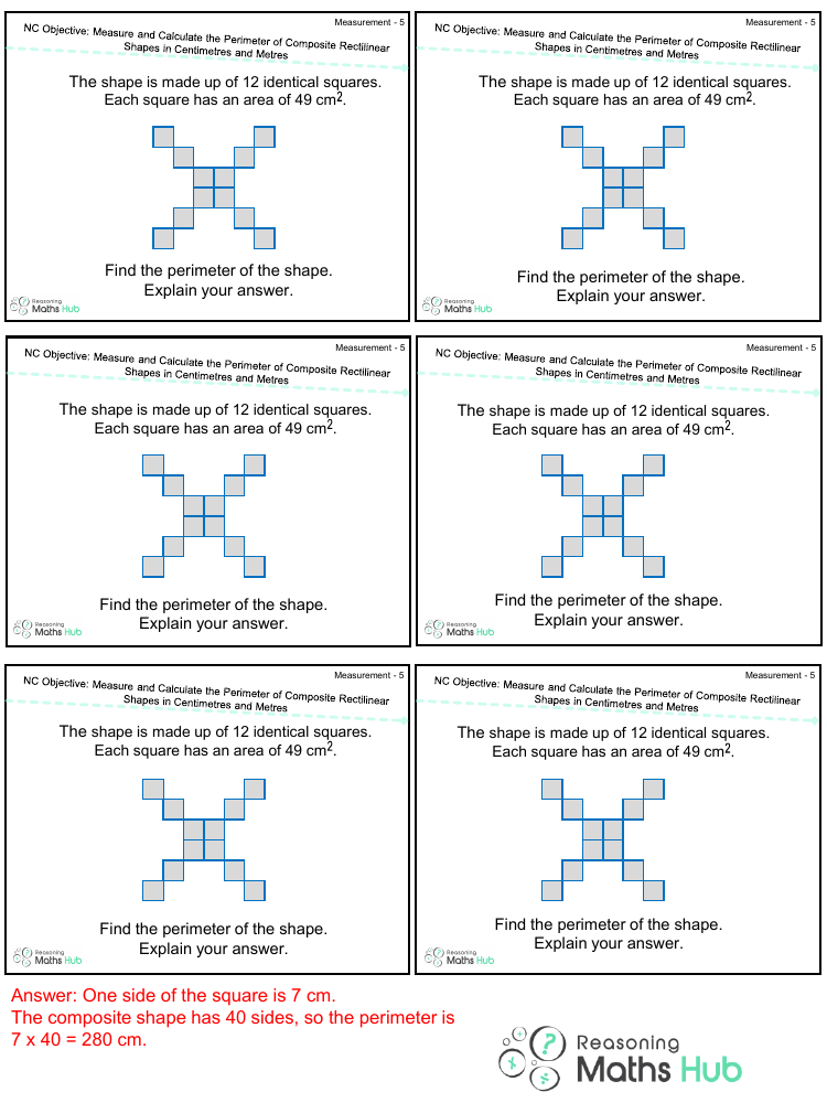 Measure and calculate the perimeter of composite rectilinear shapes in centimetres and metres - Reasoning