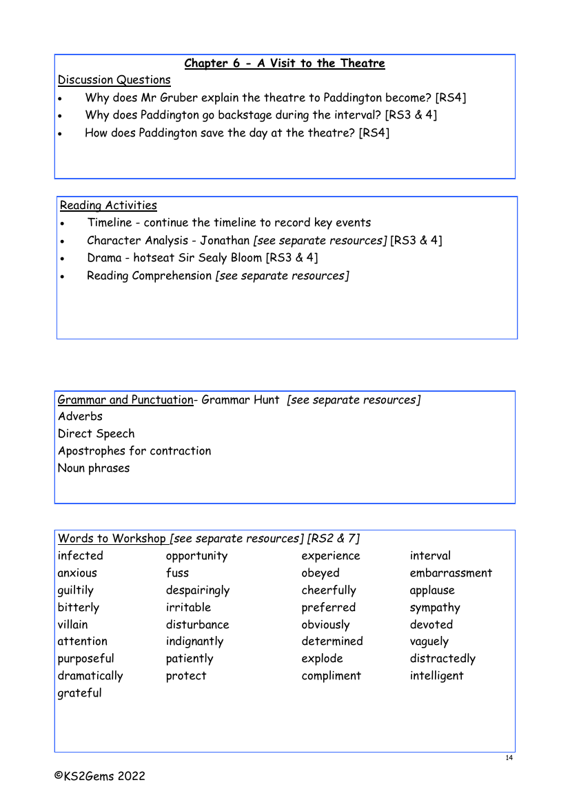 A Bear Called Paddington - Chapter 6 - Worksheet