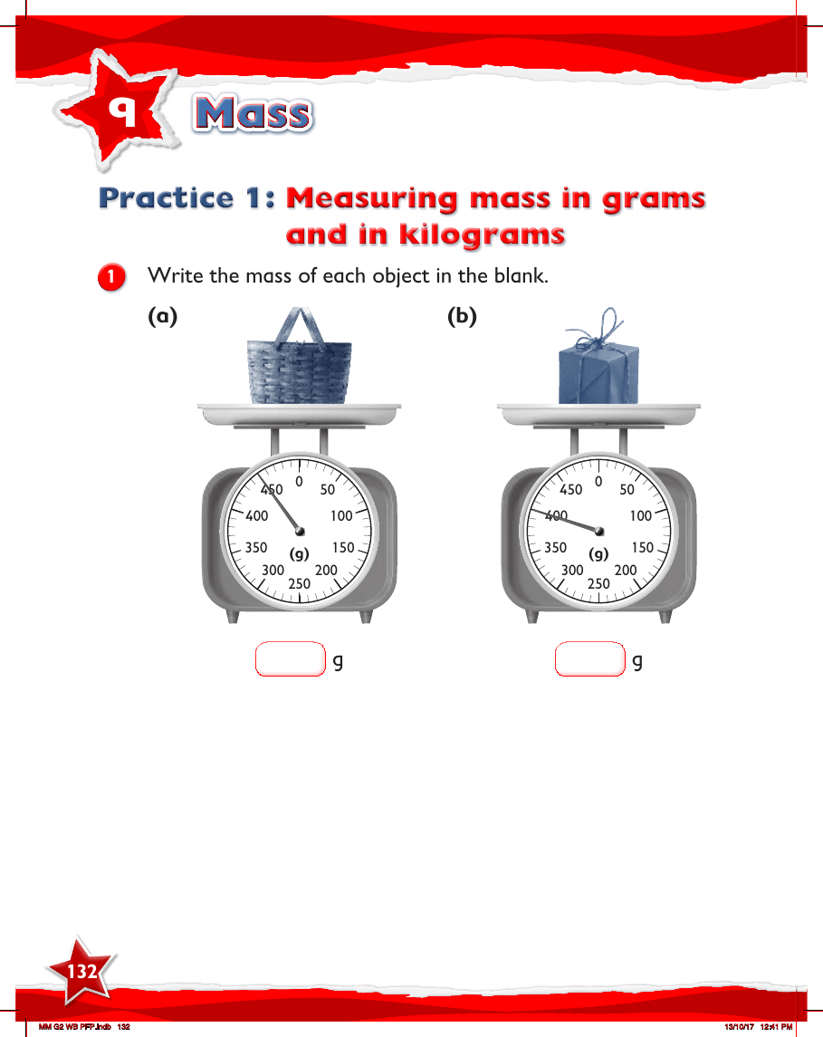 Max Maths, Year 2, Work Book, Measuring mass in grams and in kilograms