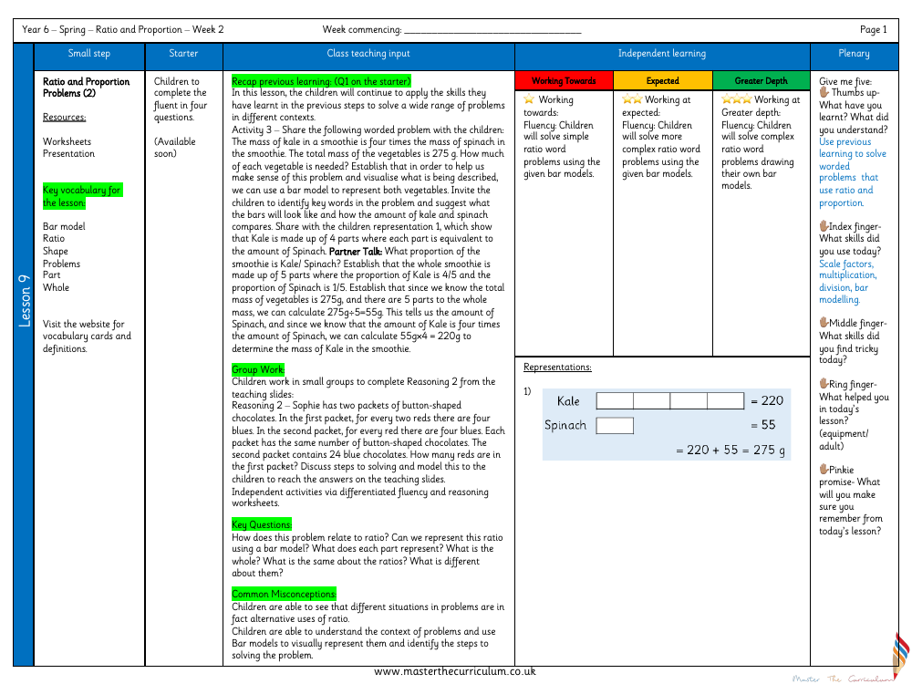 Ratio - Ratio and Proportion Problems (2) - Planning