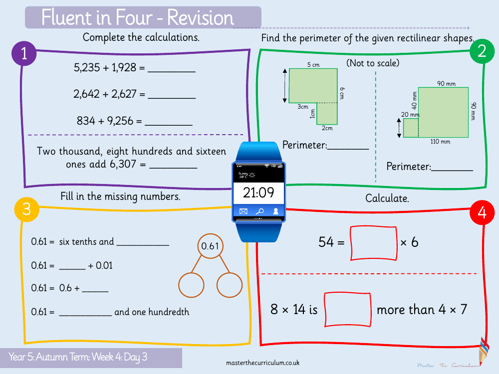 Addition and Subtraction - Adding whole numbers with more than 4-digits - Starter