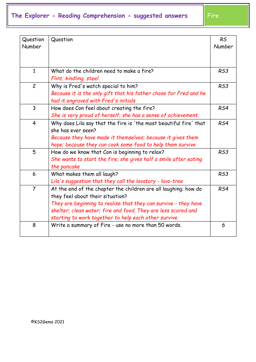 The Explorer - Session 6 - Reading Comprehension suggested answers