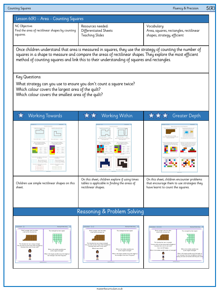 Perimeter and Area - Counting Squares - Worksheet