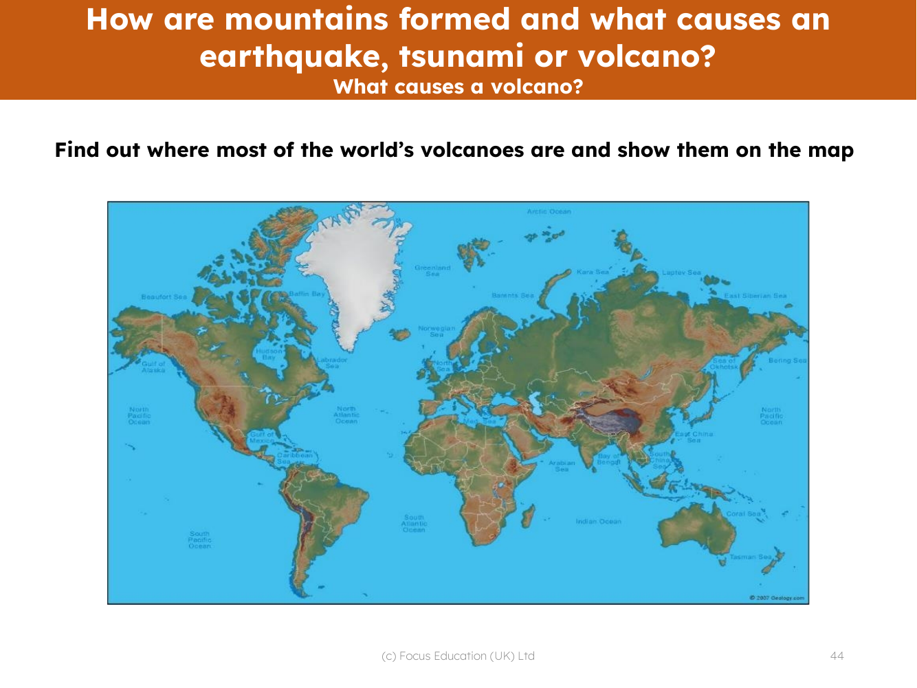 Locate on a map - Volcanoes of the world