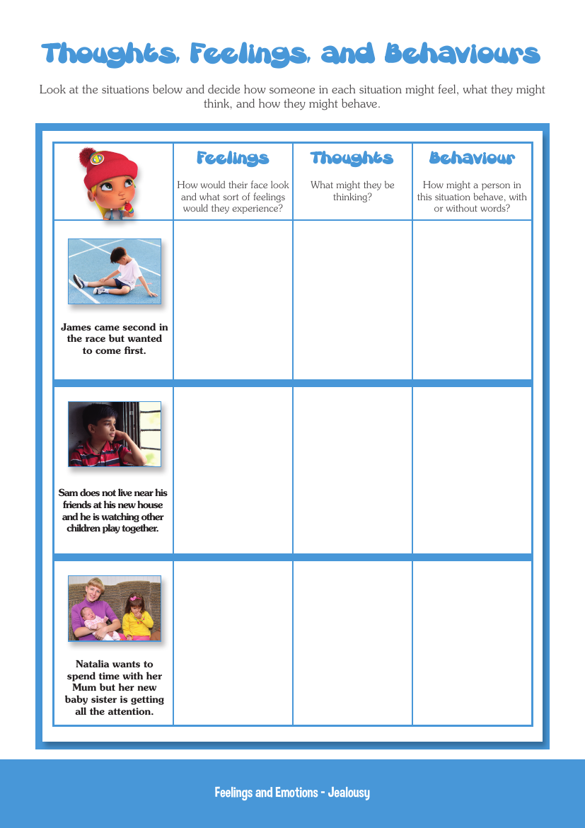 Jealousy - Thoughts, Feelings, and Behaviours - Worksheet