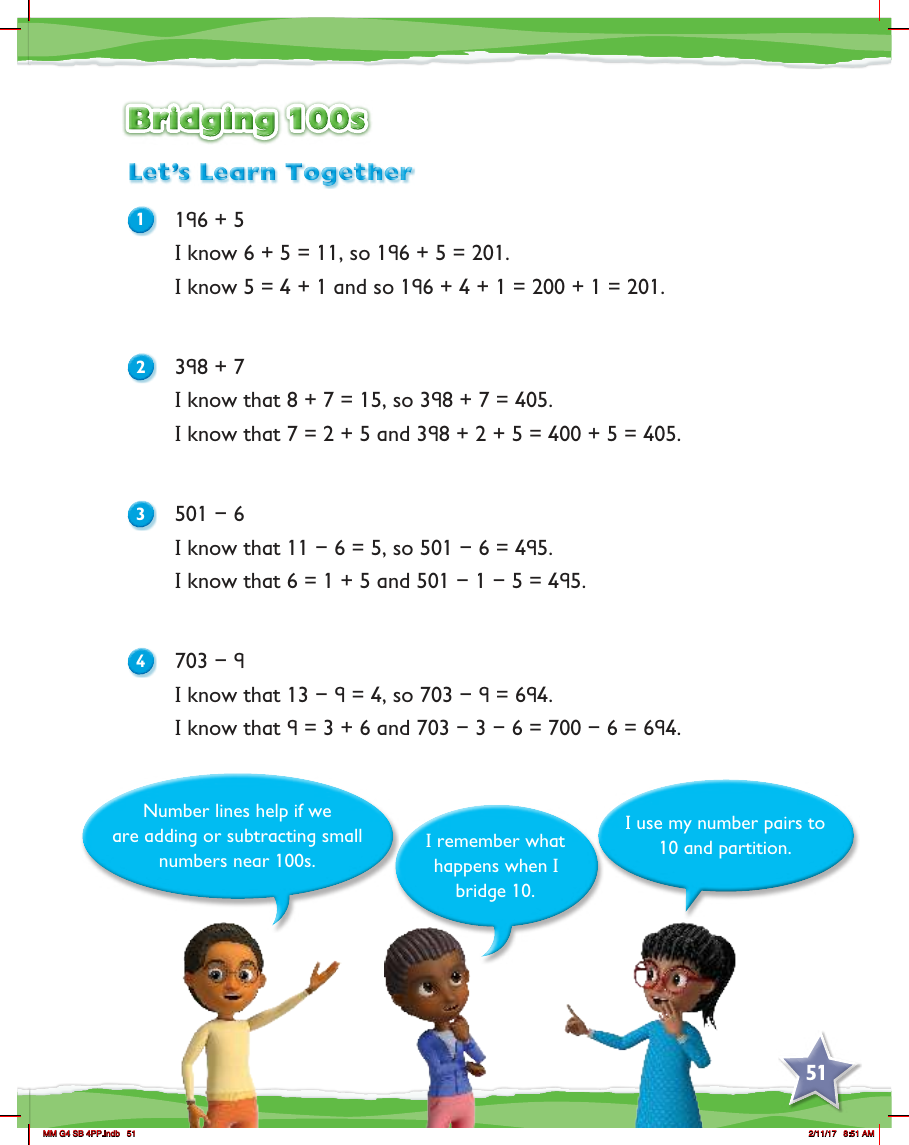Max Maths, Year 4, Learn together, Bridging 100s