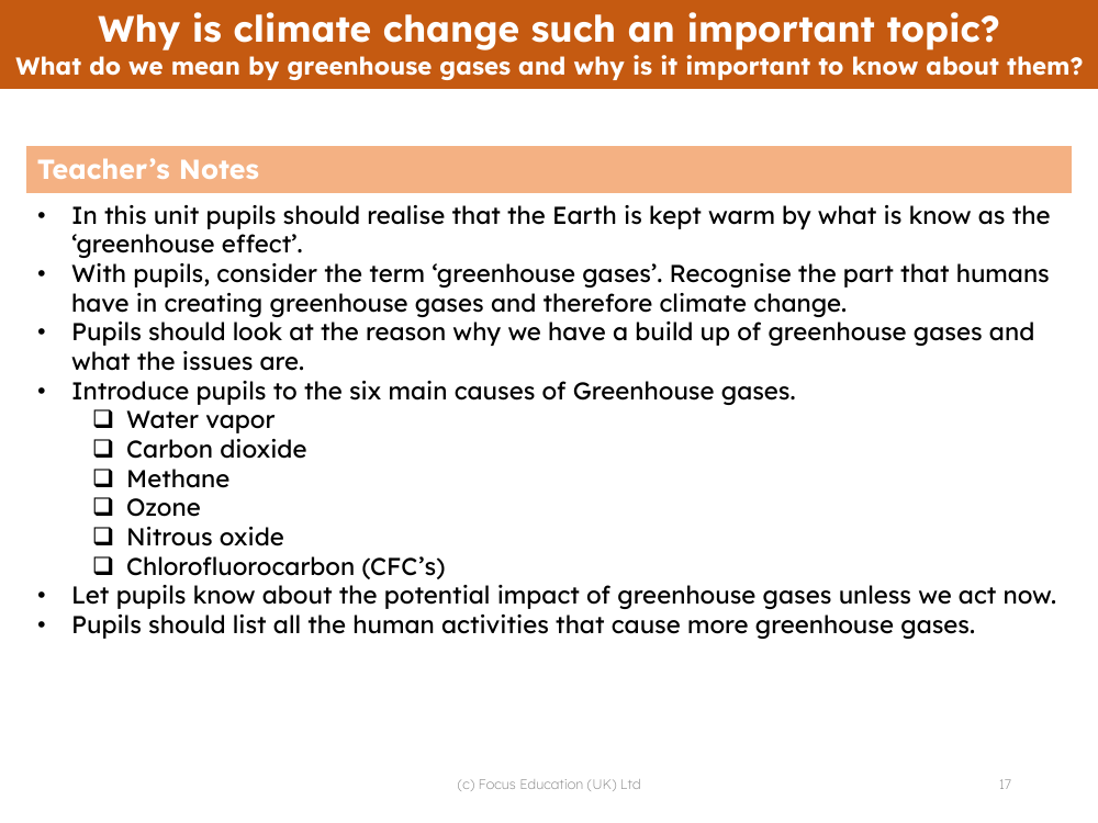 What do we mean by greenhouse gases and why is it important to know about them? - teacher's notes