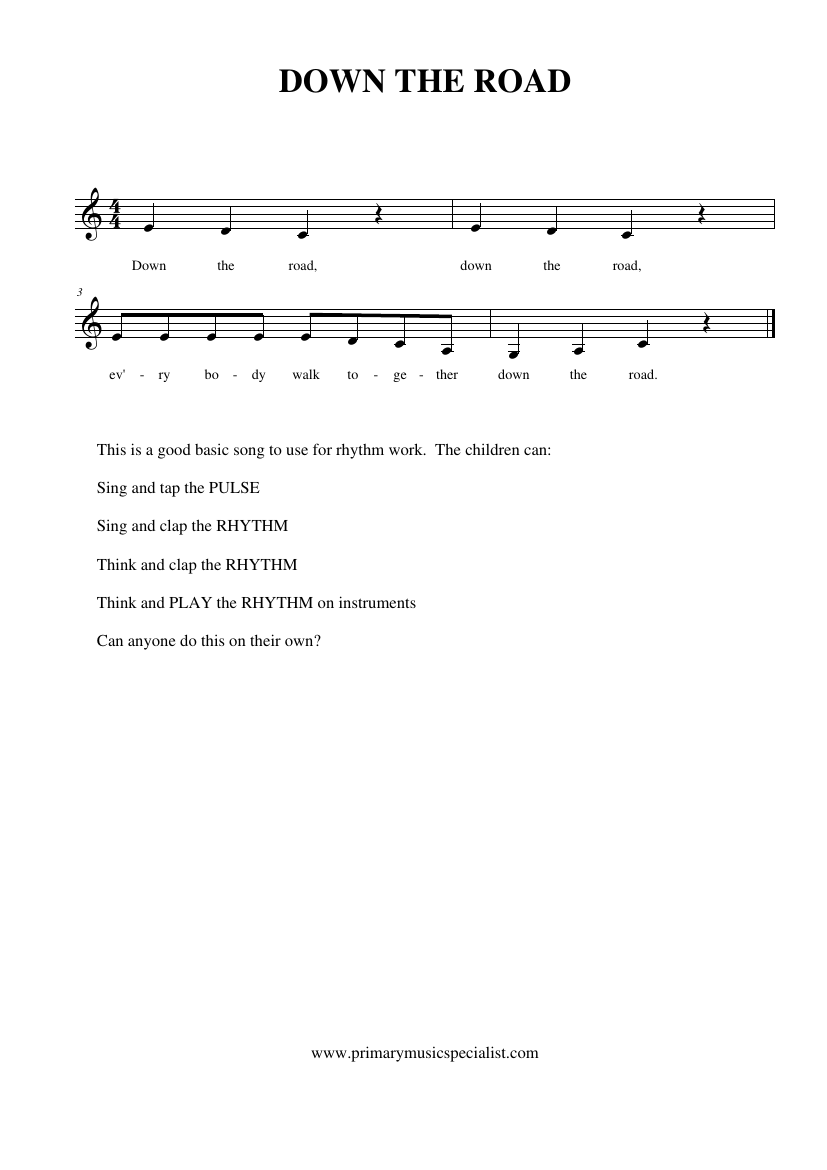 Instrumental Year 1 Notations - Down the road instrumental