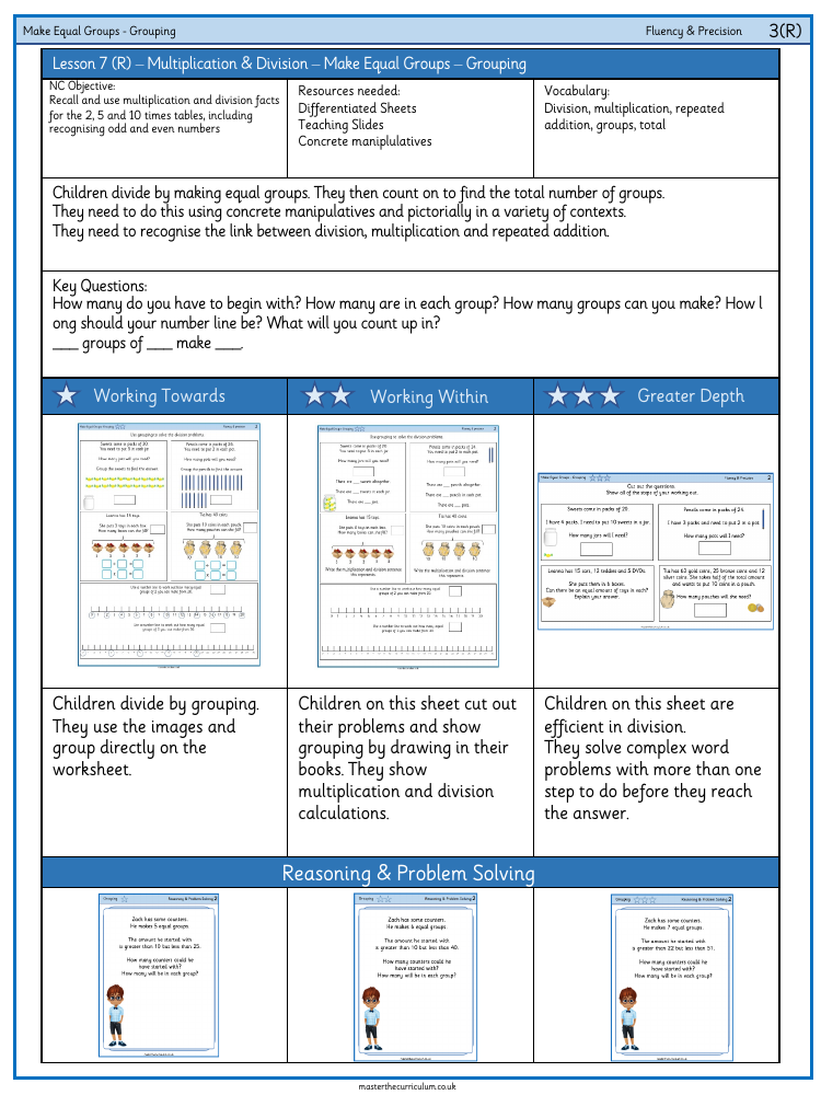 Multiplication and division - Make equal groups grouping - Worksheet