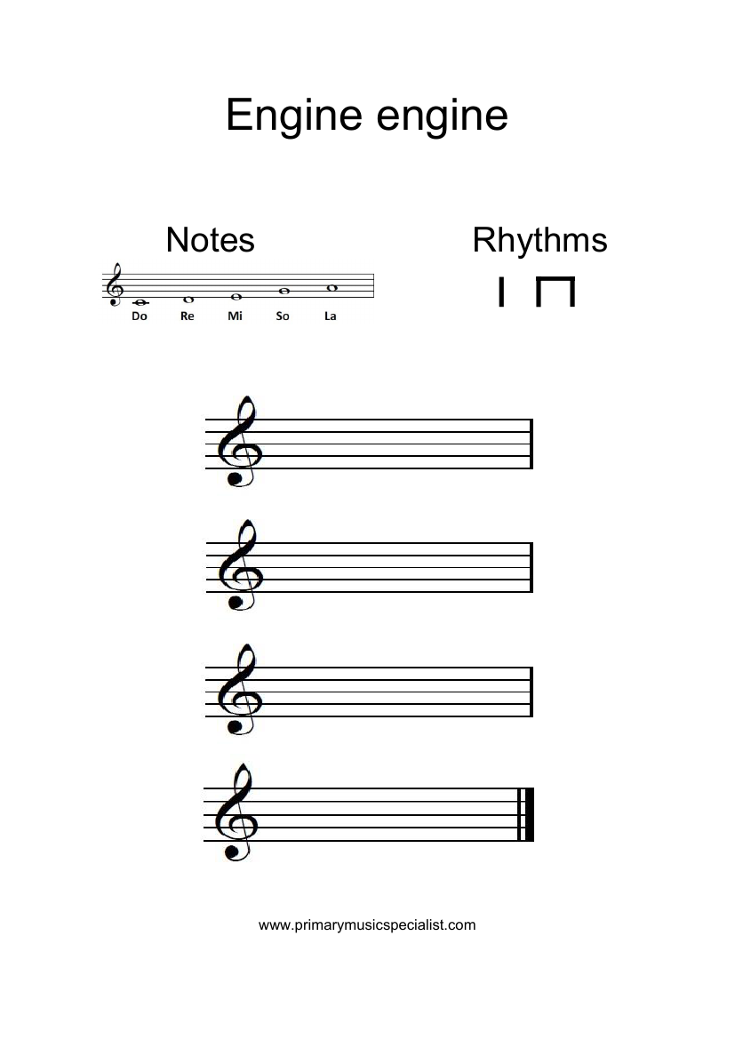 Instrumental Year 3 Stave Notation Sheets - Engine engine worksheet solfa