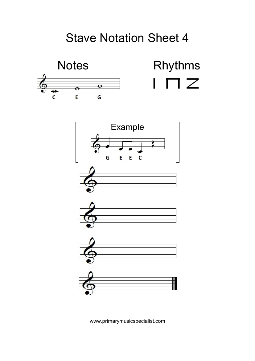 Pitch -  Stave Notation Sheet Note Names 4