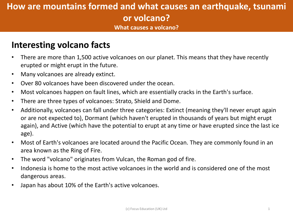 Interesting volcano facts