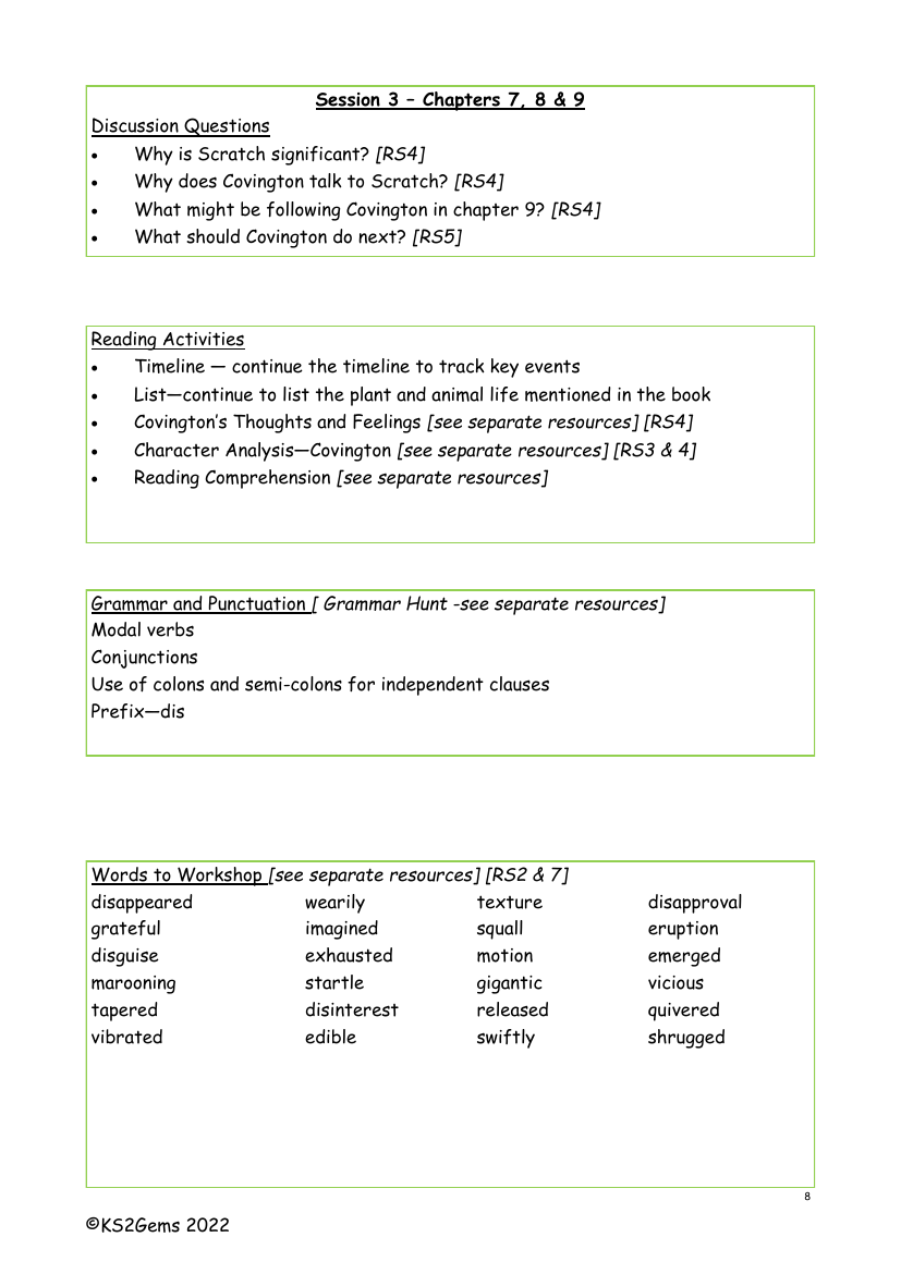 Darwin's Dragons - Session 3 - Chapters 7 - 9 - Worksheet