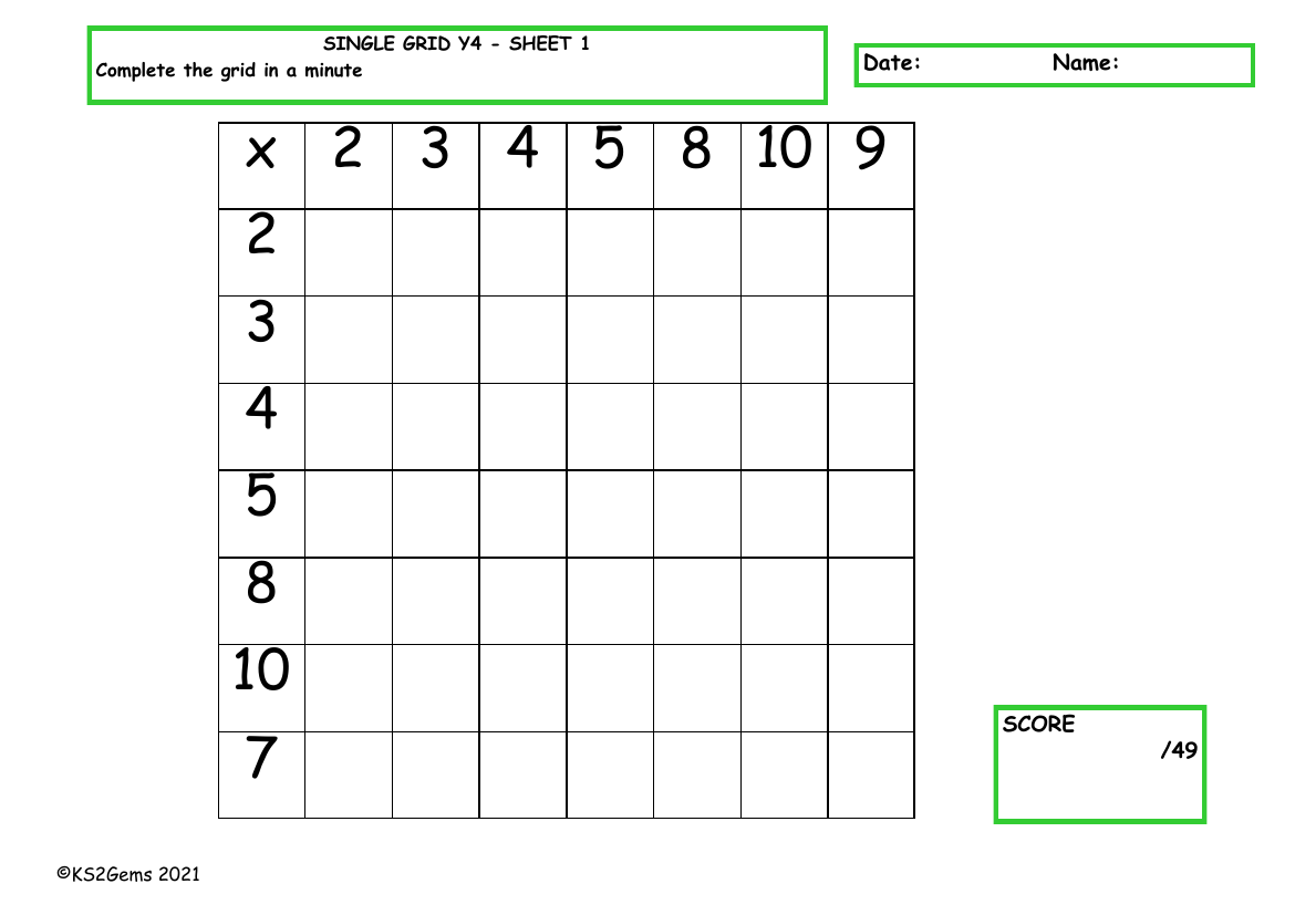 Single Grid 7 x 7