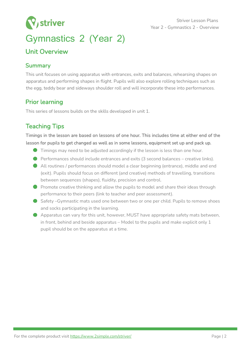 Gymnastics 2 - Unit Overview