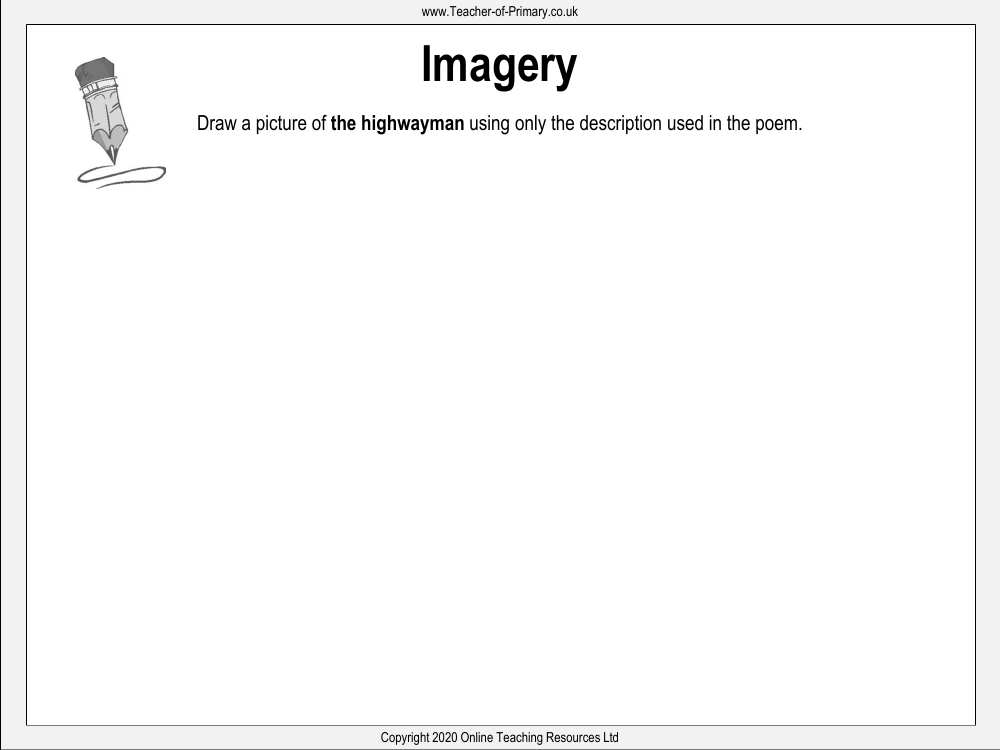 The Highwayman - Lesson 2 - Imagery Worksheet