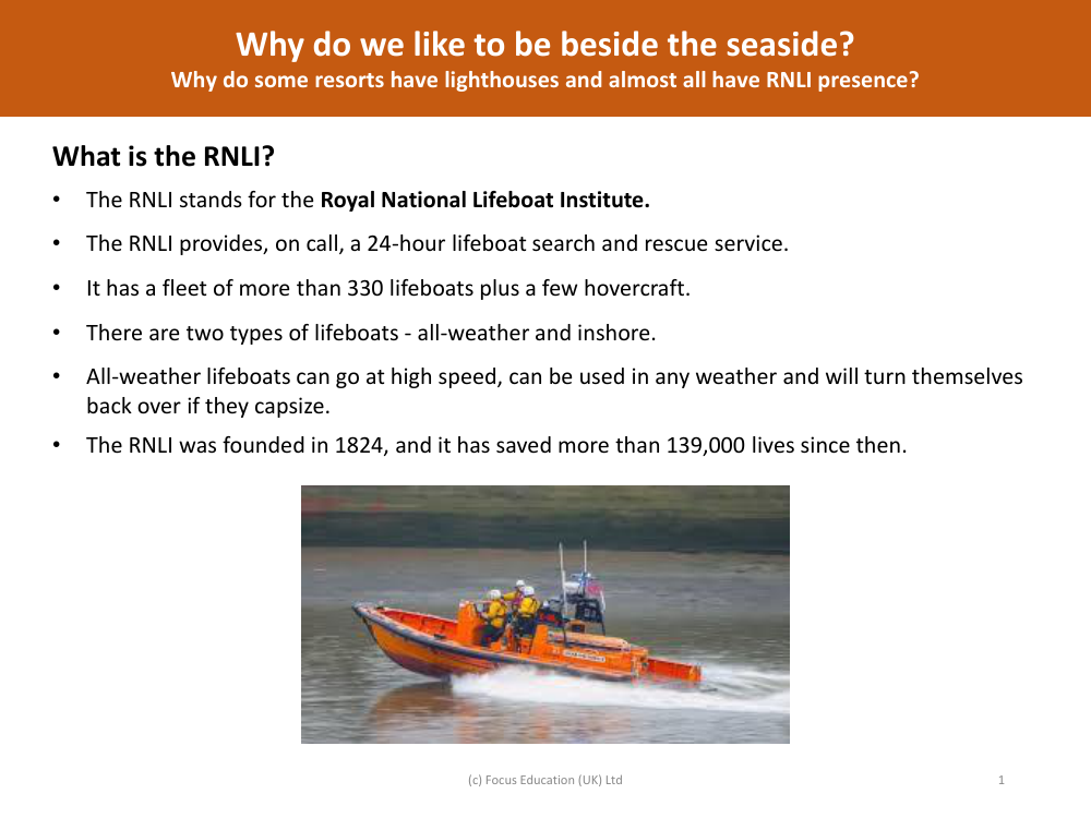 RNLI - Info sheet