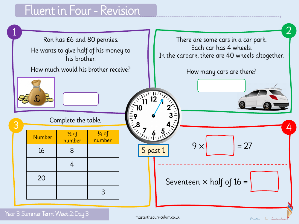 Fractions - Fraction of an amount 3 - Starter