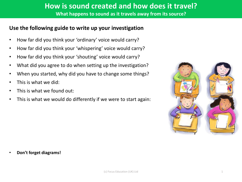 What happens to sound as it travels away from its source? - Investigation write up prompts