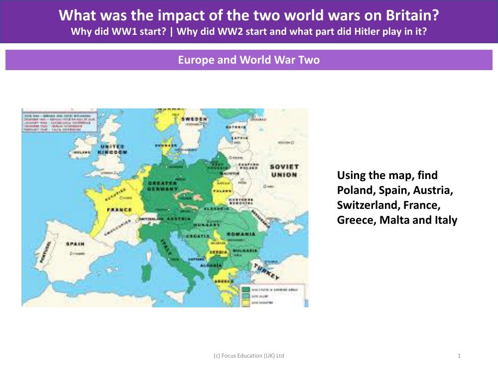 Europe and World War 2 - Worksheet - Year 6