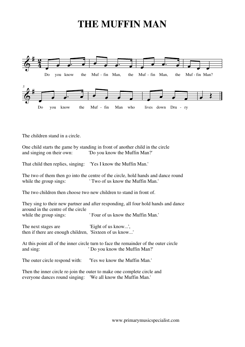 Singing Games Year 2 Notations - The muffin man