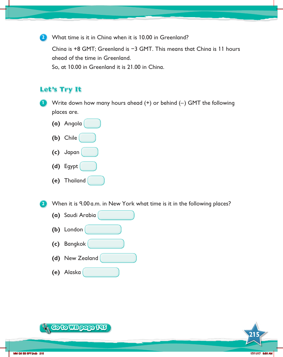 Max Maths, Year 6, Try it, Time zones