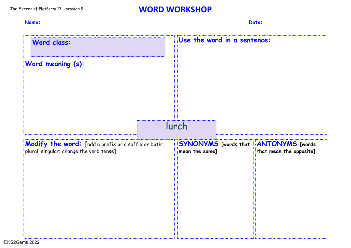 The Secret of Platform 13 - Session 9 - Word Workshop