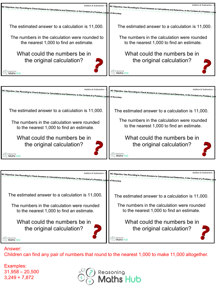 Use rounding to check answers to calculations 2 - Reasoning