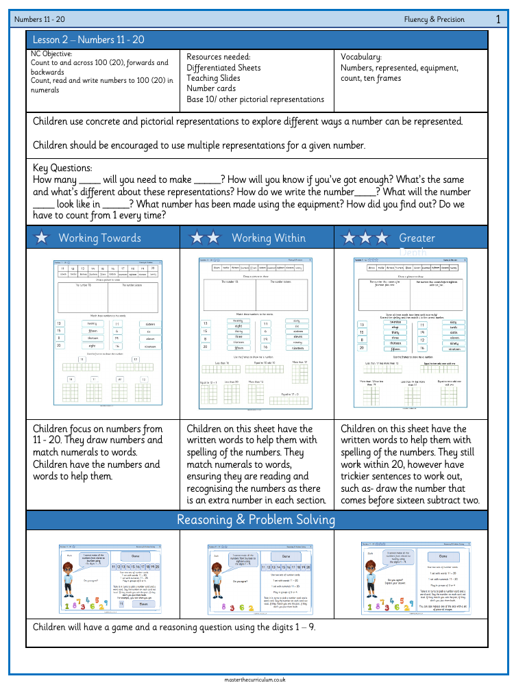 Place Value within 20 - Numbers from 11 to 20 - Worksheet