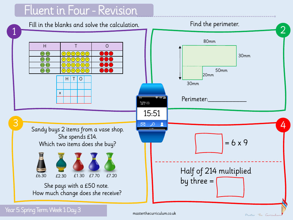 Multiplication and Division (2) - Multiply 4-Digits by 1-Digit (Pictorial representations) - Starter