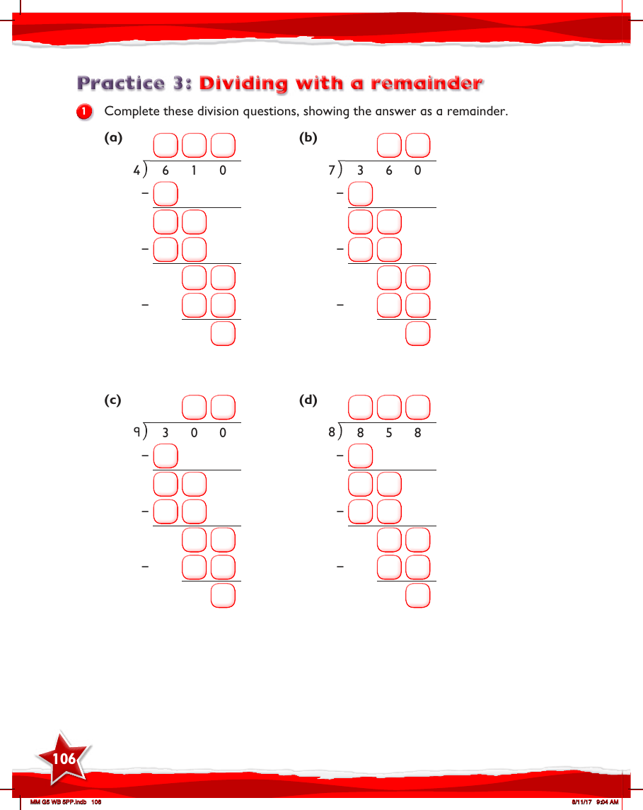 Max Maths, Year 5, Work Book, Dividing with a remainder