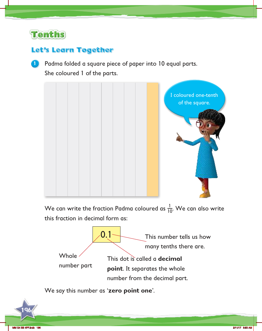 Max Maths, Year 4, Learn together, Tenths (1)