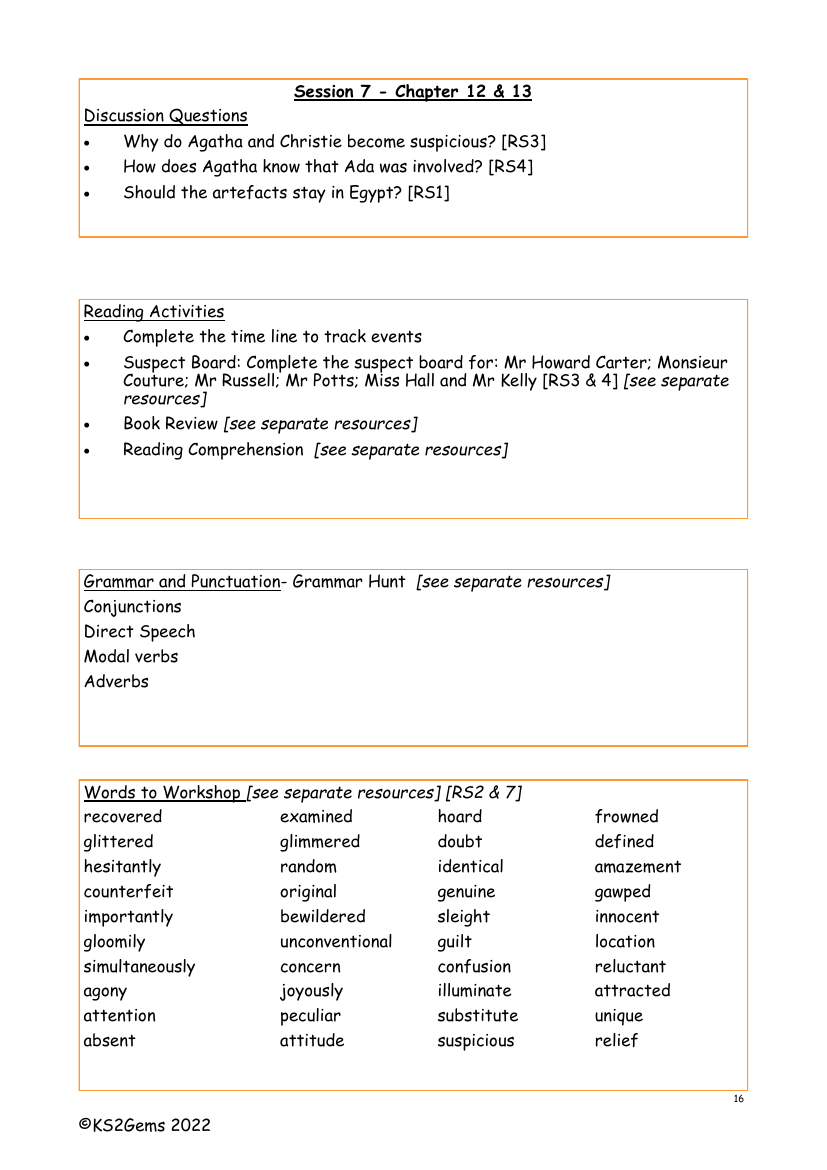 Tombful of Trouble - Session 7 - Worksheet