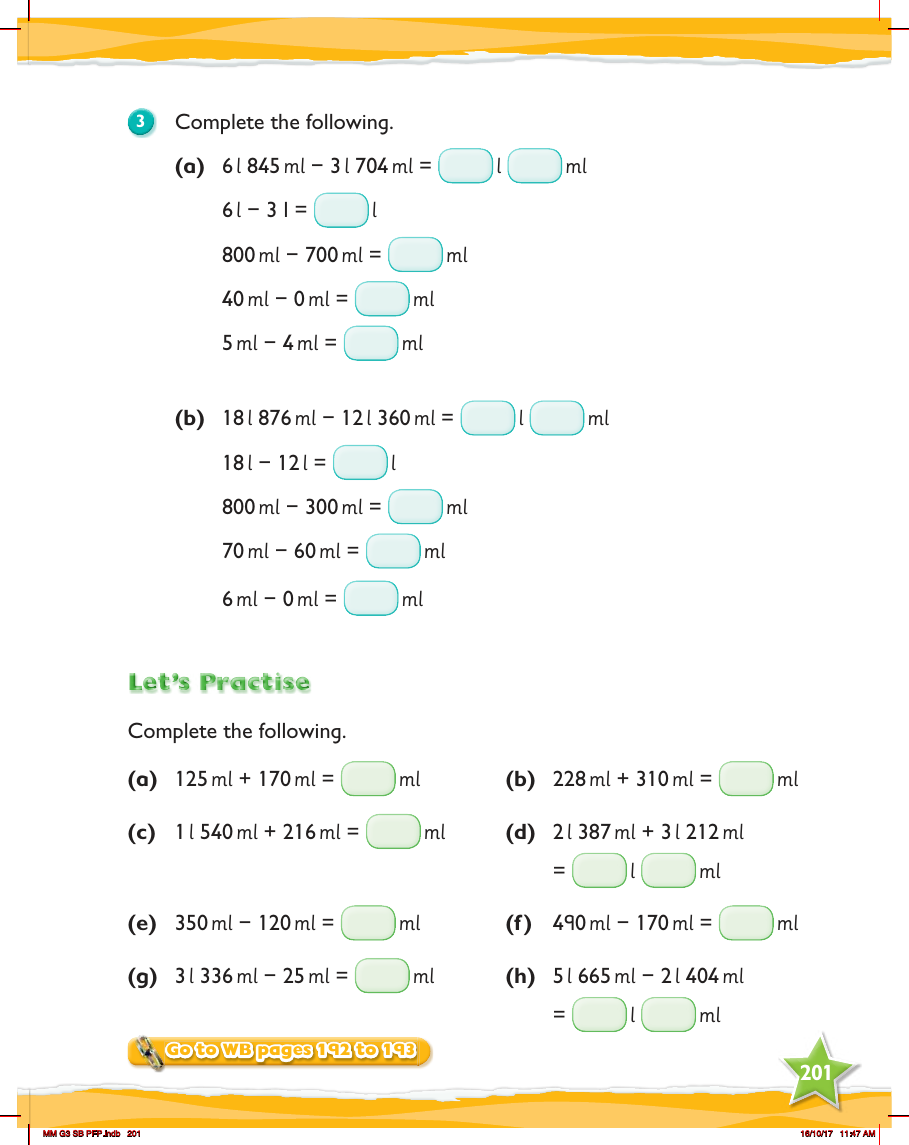 Max Maths, Year 3, Try it, Adding and subtracting volumes (2)