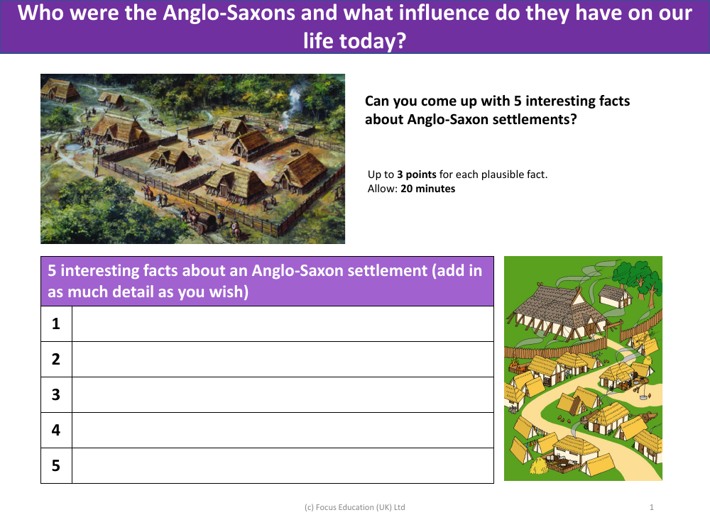 5 Interesting Facts about an Anglo-Saxons settlement - Year 5