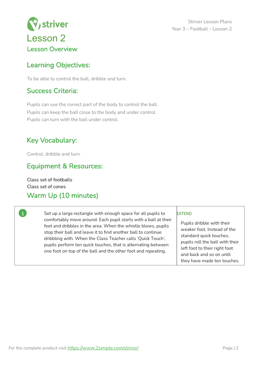 Football - Lesson 2