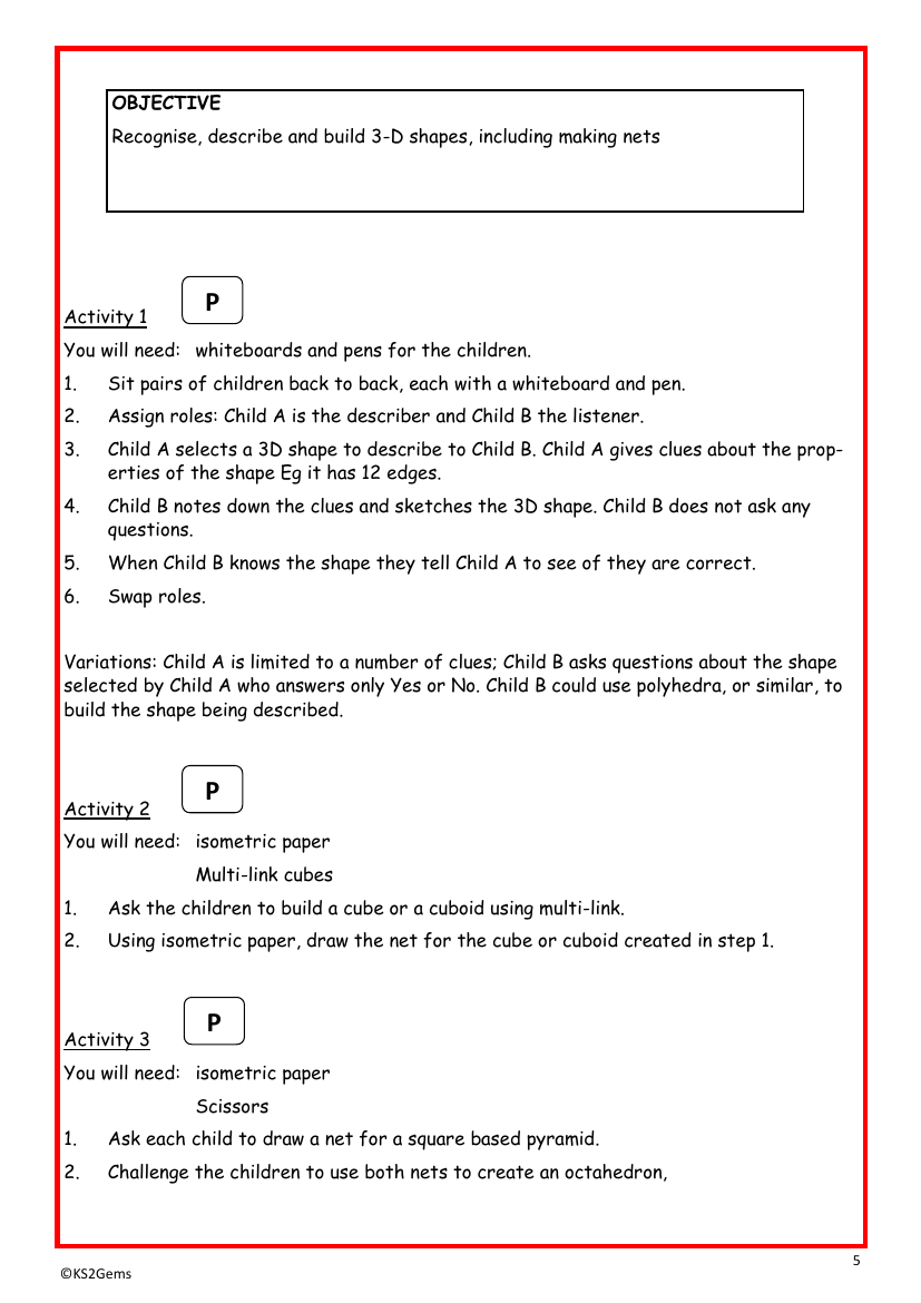 Nets worksheet