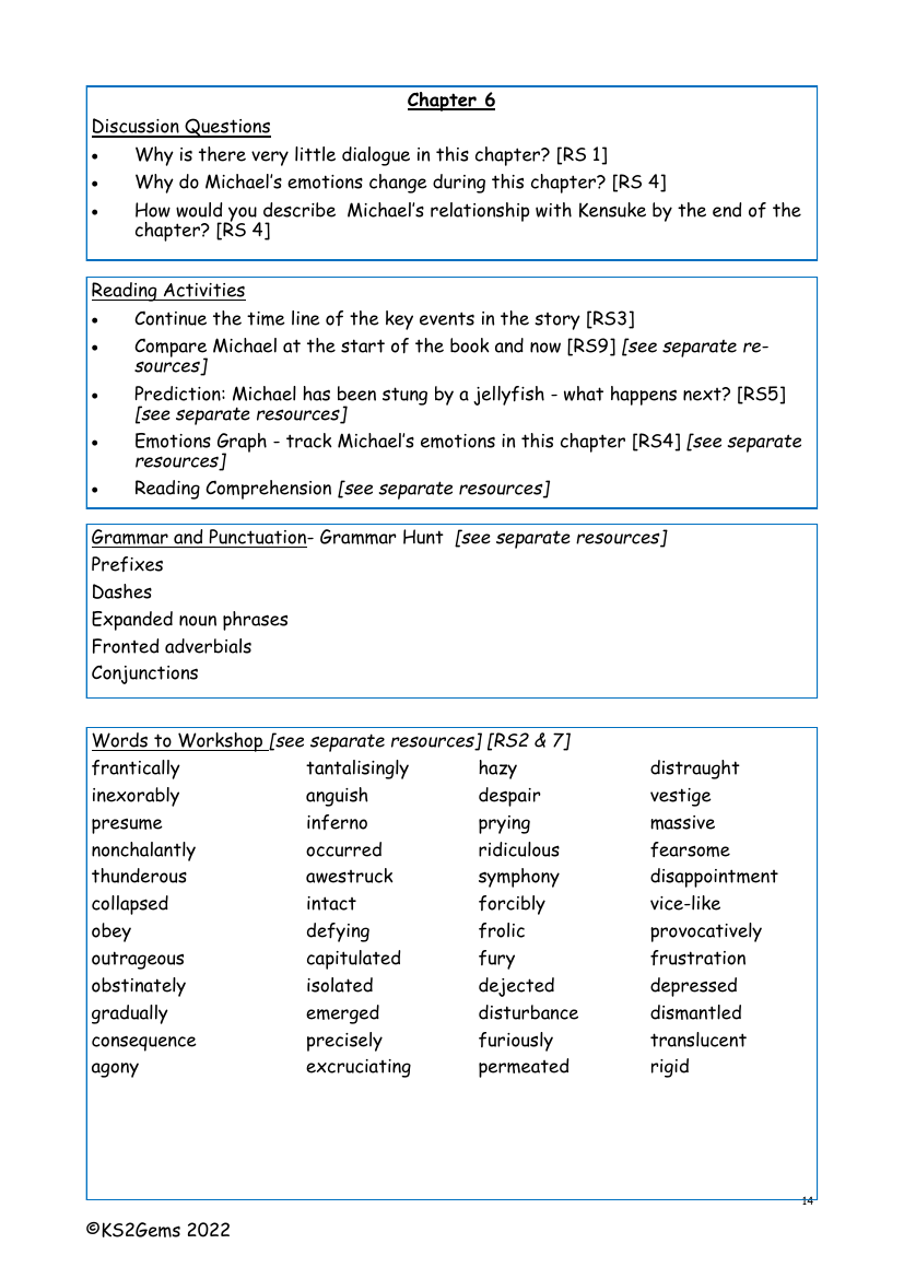 Kensuke's Kingdom - Chapter 6 - Worksheet