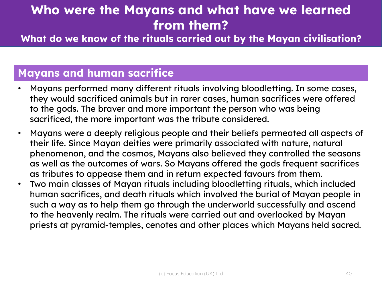 Maya and human sacrifice - Info sheet