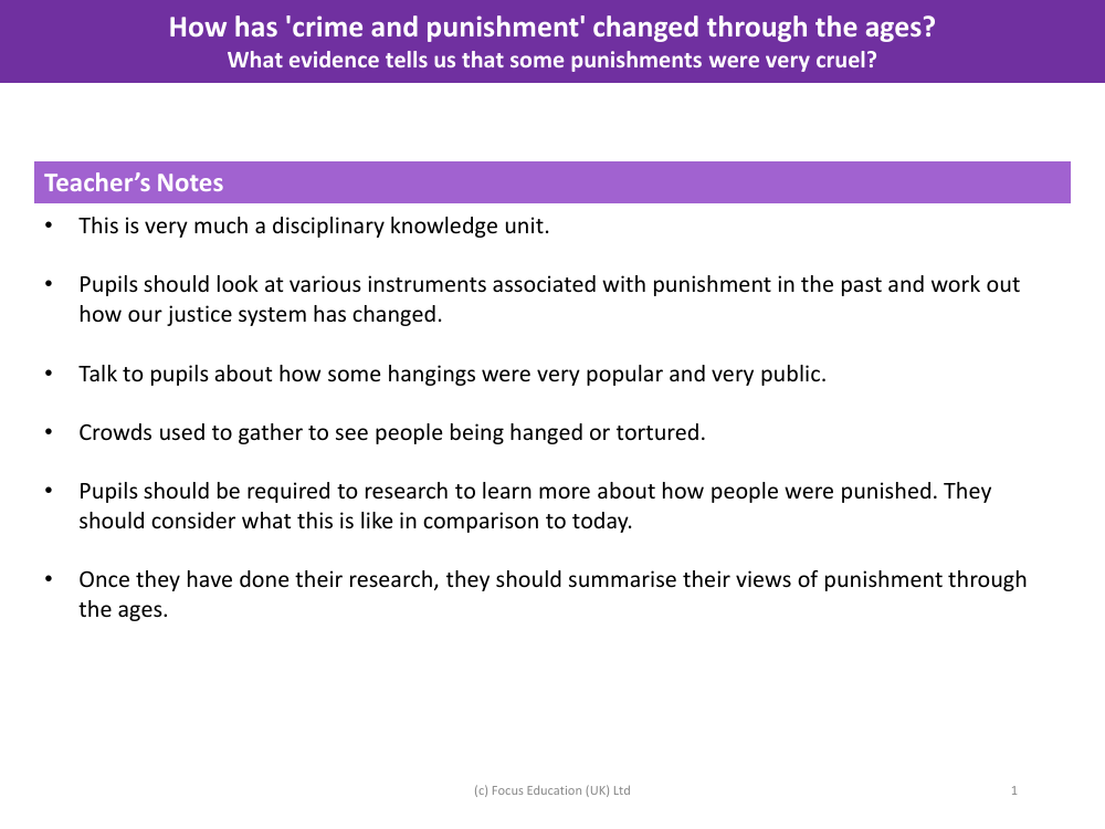 What evidence tell us that some punishments were very cruel? - Teacher's Notes