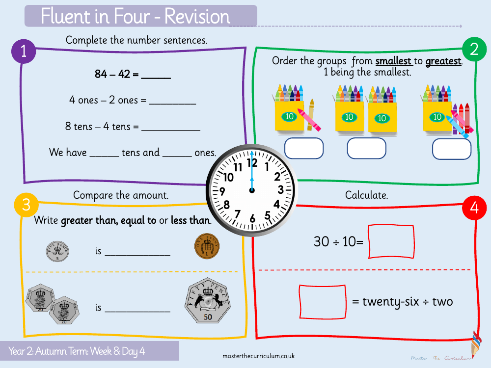 Addition and subtraction - Subtract with two-digit numbers crossing 10 - Starter