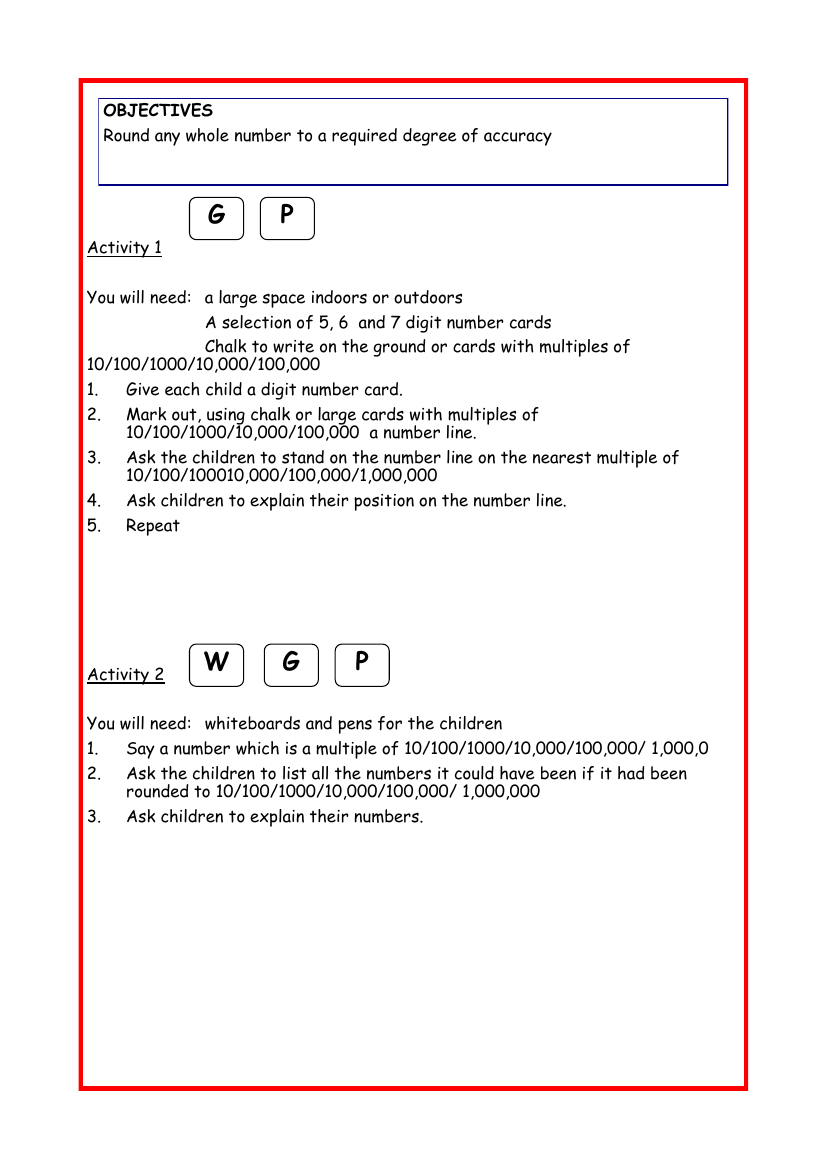 Rounding worksheet