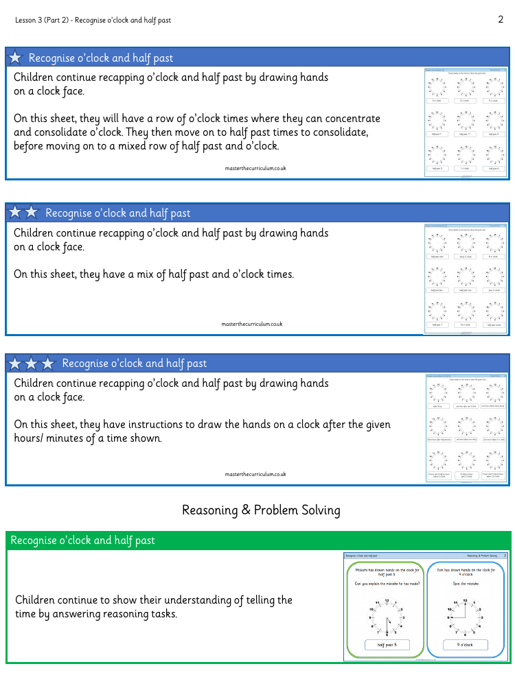 Time - O'clock and half past 2 - Worksheet