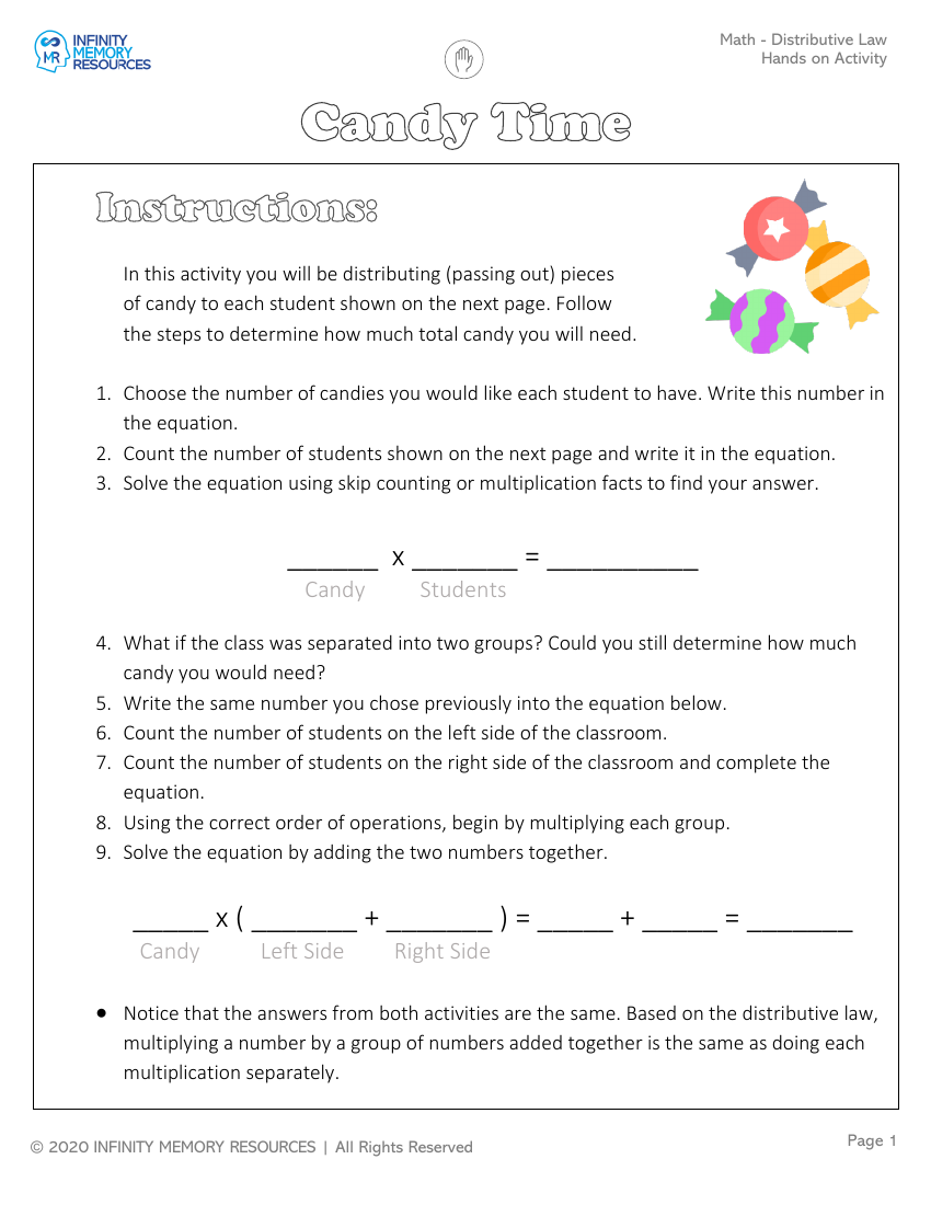 Distributive Law - Hands on Activity