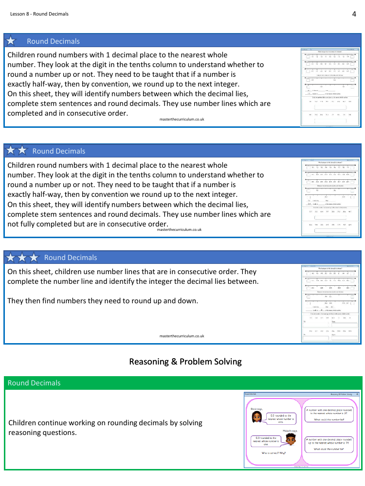 Decimals - Round Decimals - Worksheet